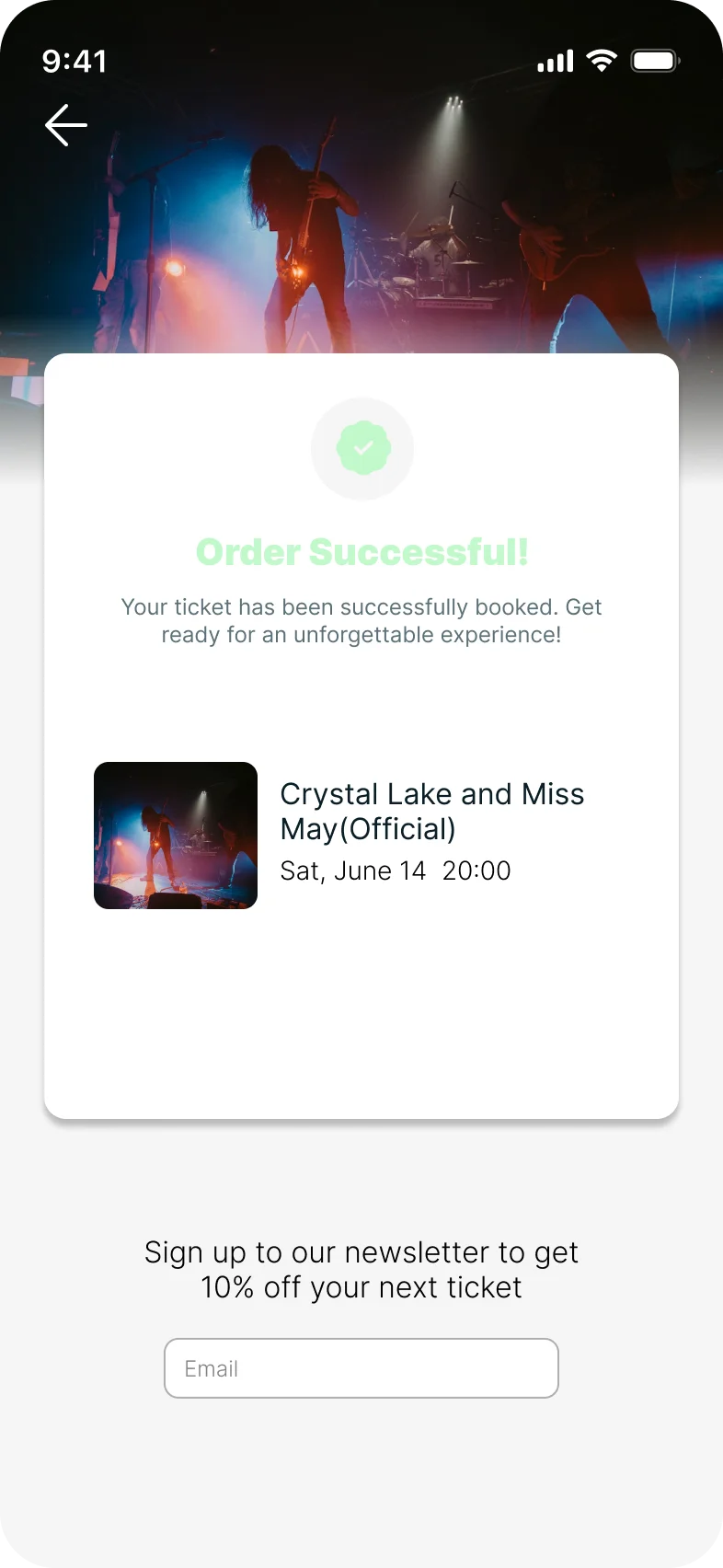 Hevywave order confirmation screen