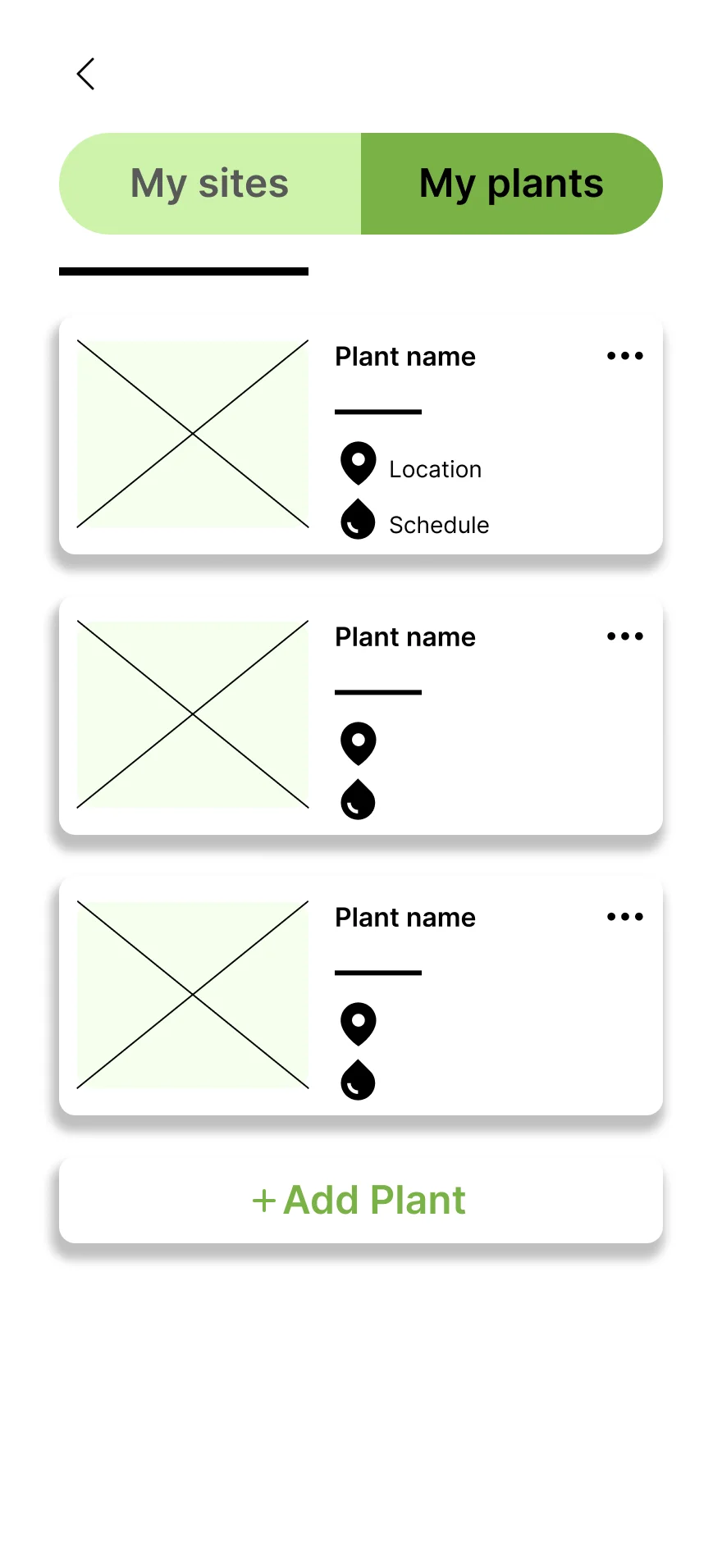 Digital wireframe — my plants