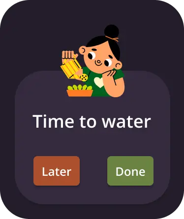 Apple Watch watering reminder — dark mode